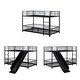 preview thumbnail 26 of 36, Unique Design Twin over Twin Size Metal Bunk Bed with Slide and Guardrails