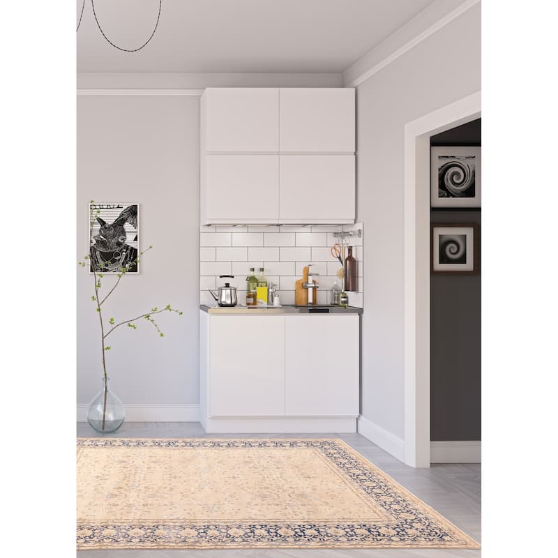 ECARPETGALLERY Hand-knotted Antalya Vintage Beige Wool Rug - 9'7 x 12'9