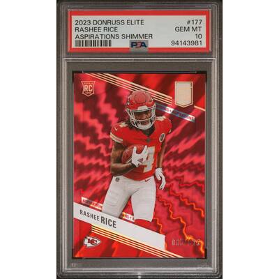 Rashee Rice 2023 Donruss Elite Red Shimmer Football Rookie Card #177 Graded PSA 10 65/625 - 8'6" x 11'6"