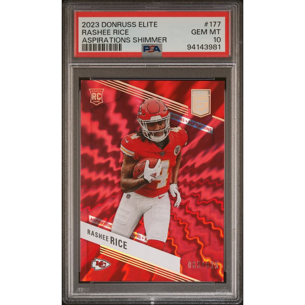Rashee Rice 2023 Donruss Elite Red Shimmer Football Rookie Card #177 Graded PSA 10 65/625 - 8'6" x 11'6"
