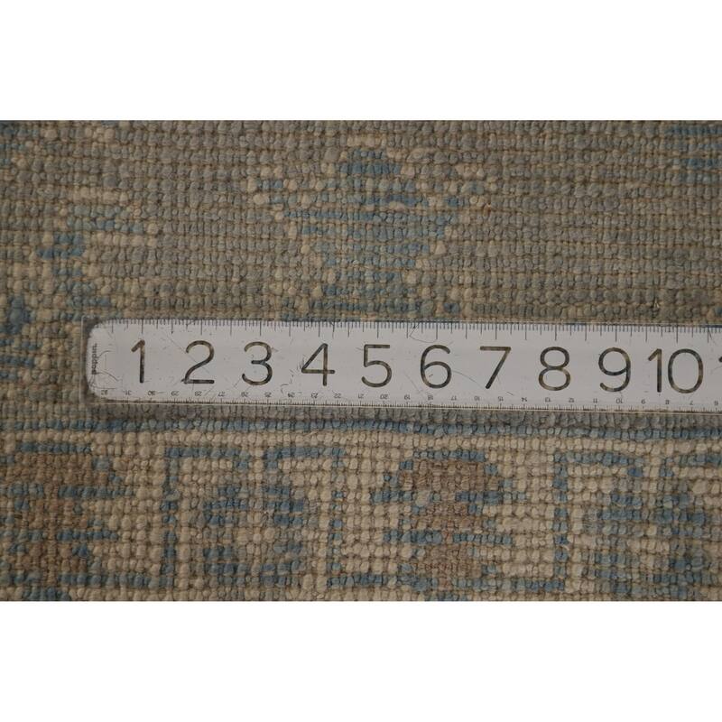 Hand Knotted Oriental 100% Wool Carpet Transitional All-Over Navy Blue & Blues Oushak Area Rug - 14' 11'' X 10' 11''
