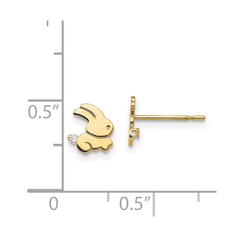 Curata 14k Yellow Gold Madi K Cubic Zirconia for boys or girls Bunny Post Earrings