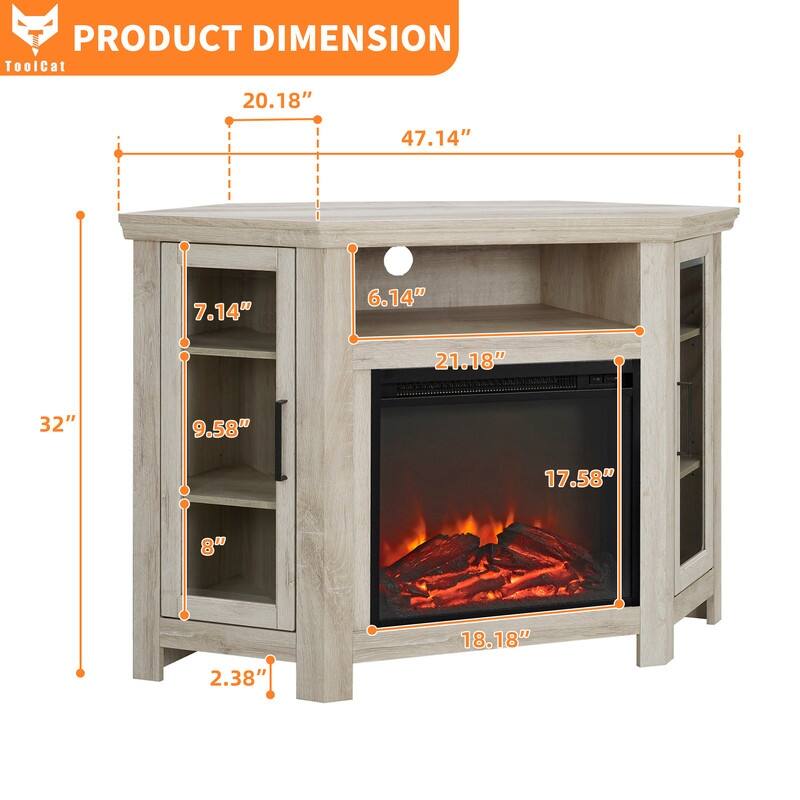 58-60" Fireplace TV Stand for 55-65" TVs w/ 18-23" Insert Farmhouse/Modern/Rustic Barn/Glass Doors Espresso/Grey/Brown/White Oak