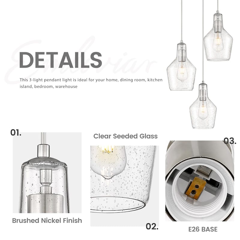 Modern 3-Light Kitchen Island Chandelier