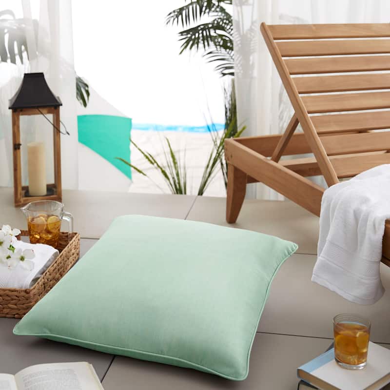 Nyles Sunbrella Spa Blue Indoor/ Outdoor 26 Inch Corded Floor Pillow