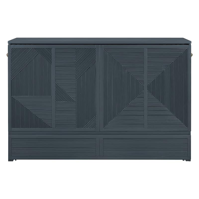 Queen Size Murphy Bed with Large Drawer,USB Ports and Outlets - Gray