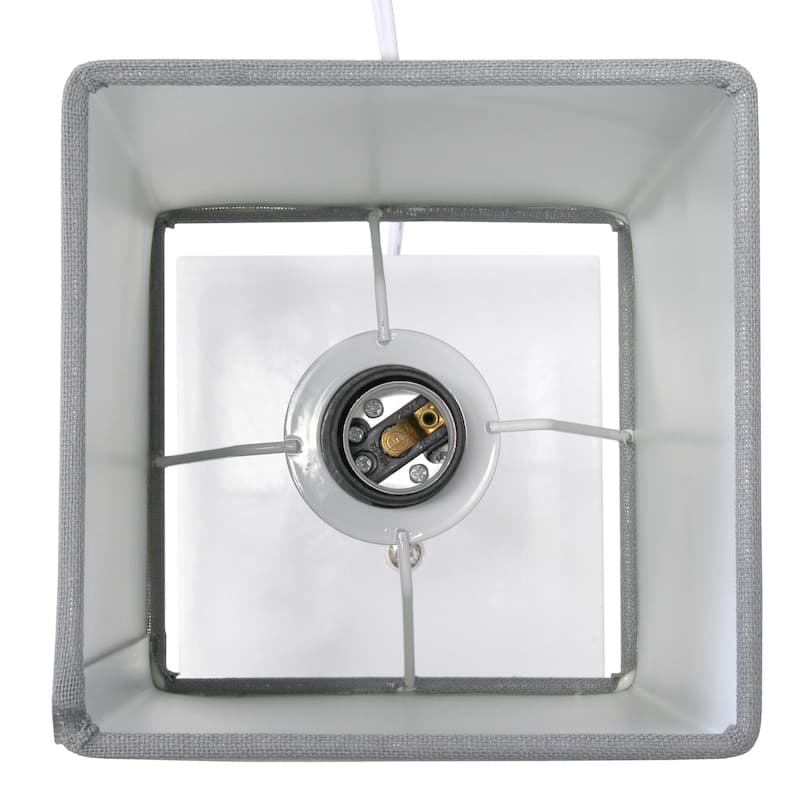 Simple Designs Petite White Stick Lamp with USB Charging Port and Fabric Shade 2 Pack Set - 5 x 5 x 14.25 (L x W x H)