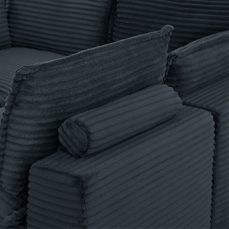 109.4" L-Shaped Cloud Sectional Sofa with Ottoman, No Assembly Required