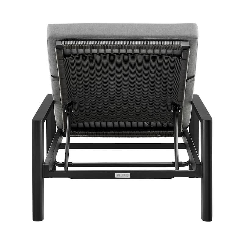 Cayman Outdoor Patio Adjustable Chaise Lounge Chair in Aluminum with Grey Cushions