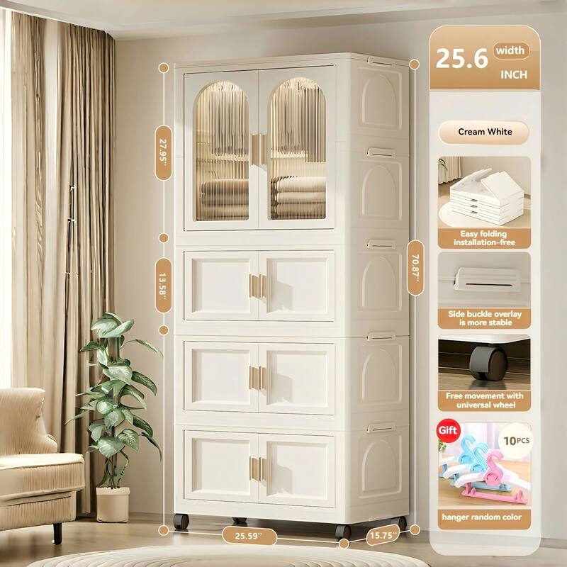 Folding Wardrobe with Magnetic Door Plastic Storage Cabinet