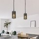 preview thumbnail 4 of 10, Tifany Black Modern 1-Light Cylinder Colored Glass Small Kitchen Island Pendant Lights - D4.5"* H8.5"
