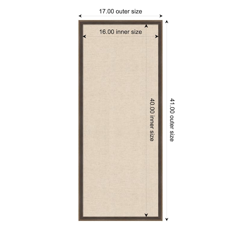 Amanti Art Framed Fabric Pinboard Natural Linen Printed Bulletin Board - Board Size 16 x 40 - Hardwood Wedge Mocha