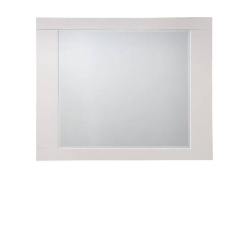 HomeRoots 37" White Square Wood Framed Mounted Dresser Mirror - 46' X '37' X '1
