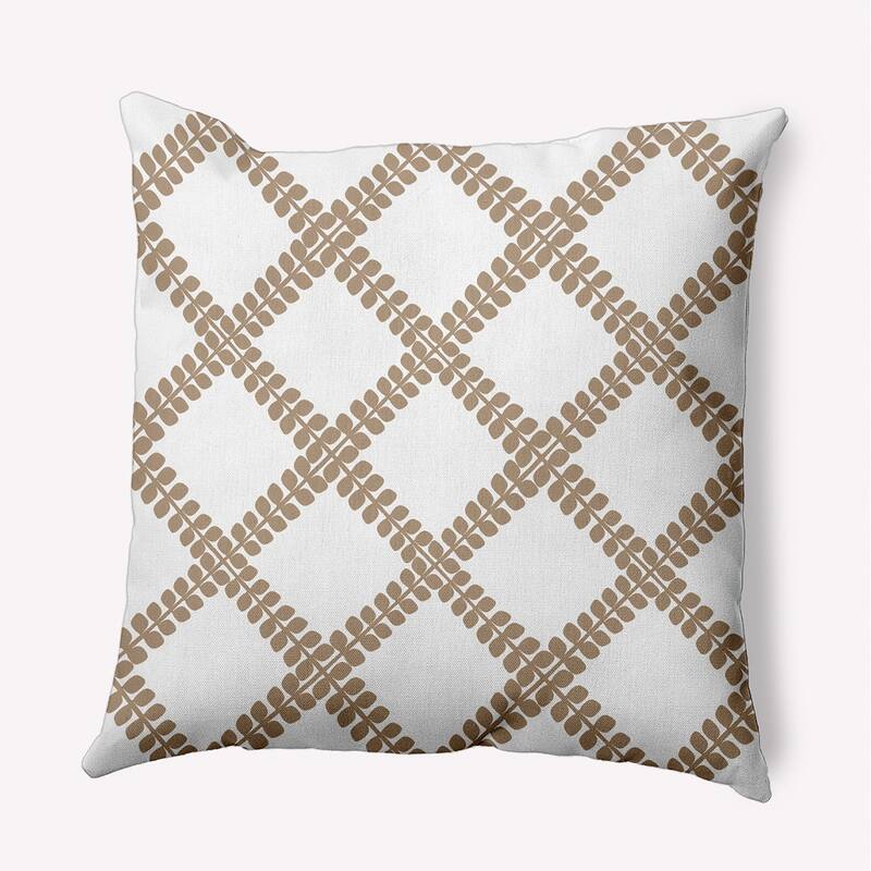 Leaf Plaid Decorative Throw Pillow - 26" x 26" - Taupe