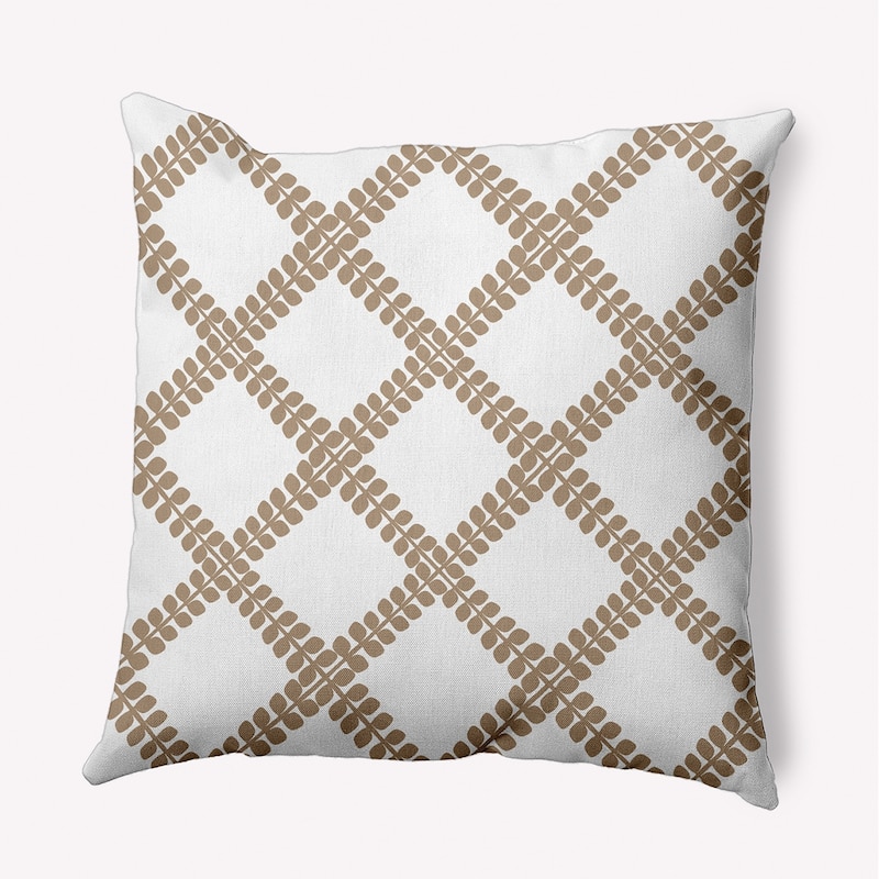 Leaf Plaid Indoor/Outdoor Throw Pillow - Taupe - 18" x 18"