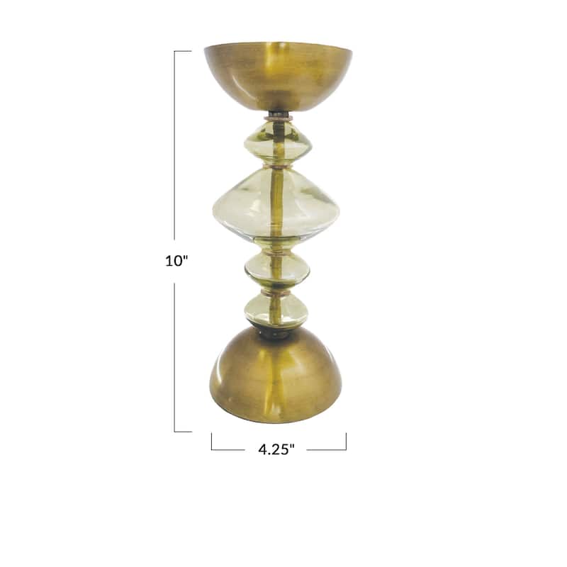 Reclaimed Glass and Metal Decorative Pillar Candle Holder