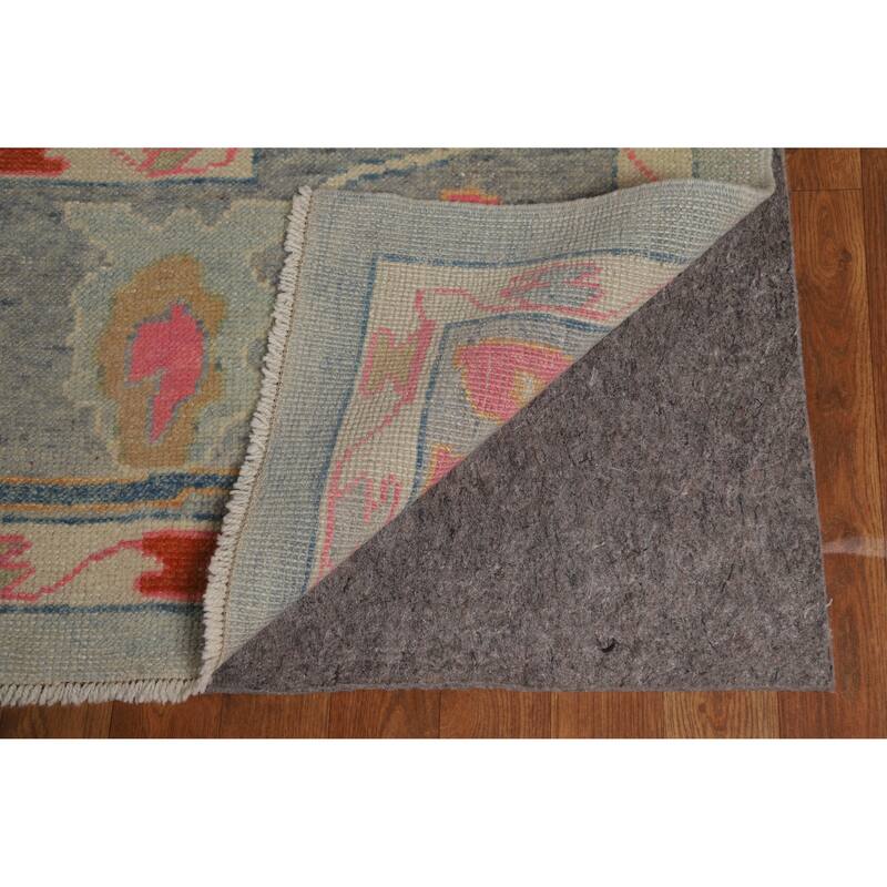 Hand Knotted Oriental 100% Wool Carpet Transitional All-Over Navy Blue & Blues Oushak Area Rug - 11' 5'' X 9' 3''