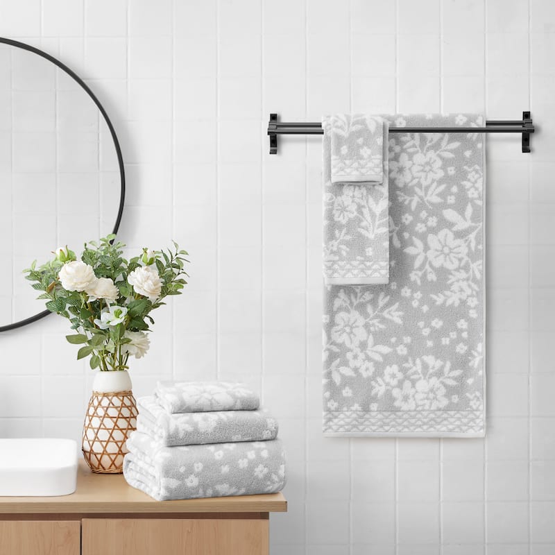 Lucky Brand Folk Floral 6-Piece Bath Towel Set 2 Bath towels 2 Hand towels 2 Washcloths - 28"x54"/16"x26"/12"x12"