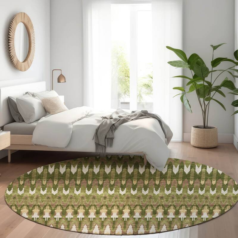 Premium Washable Super Soft Modern Flair Mayfield Rug - Olive - 8' x 8'