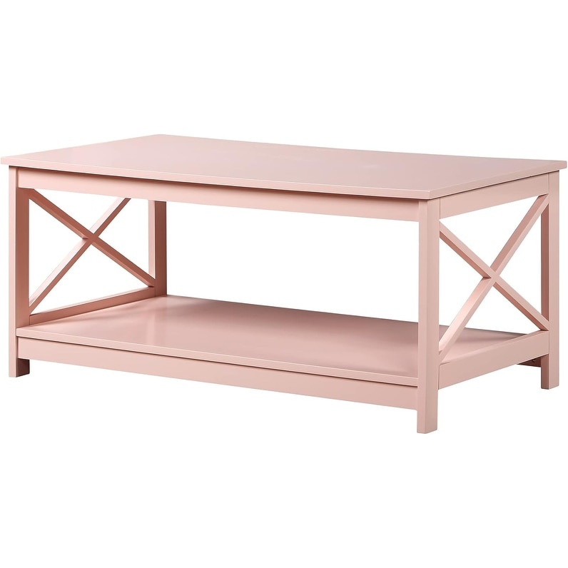 Coffee Table with Shelf, Blush Pink