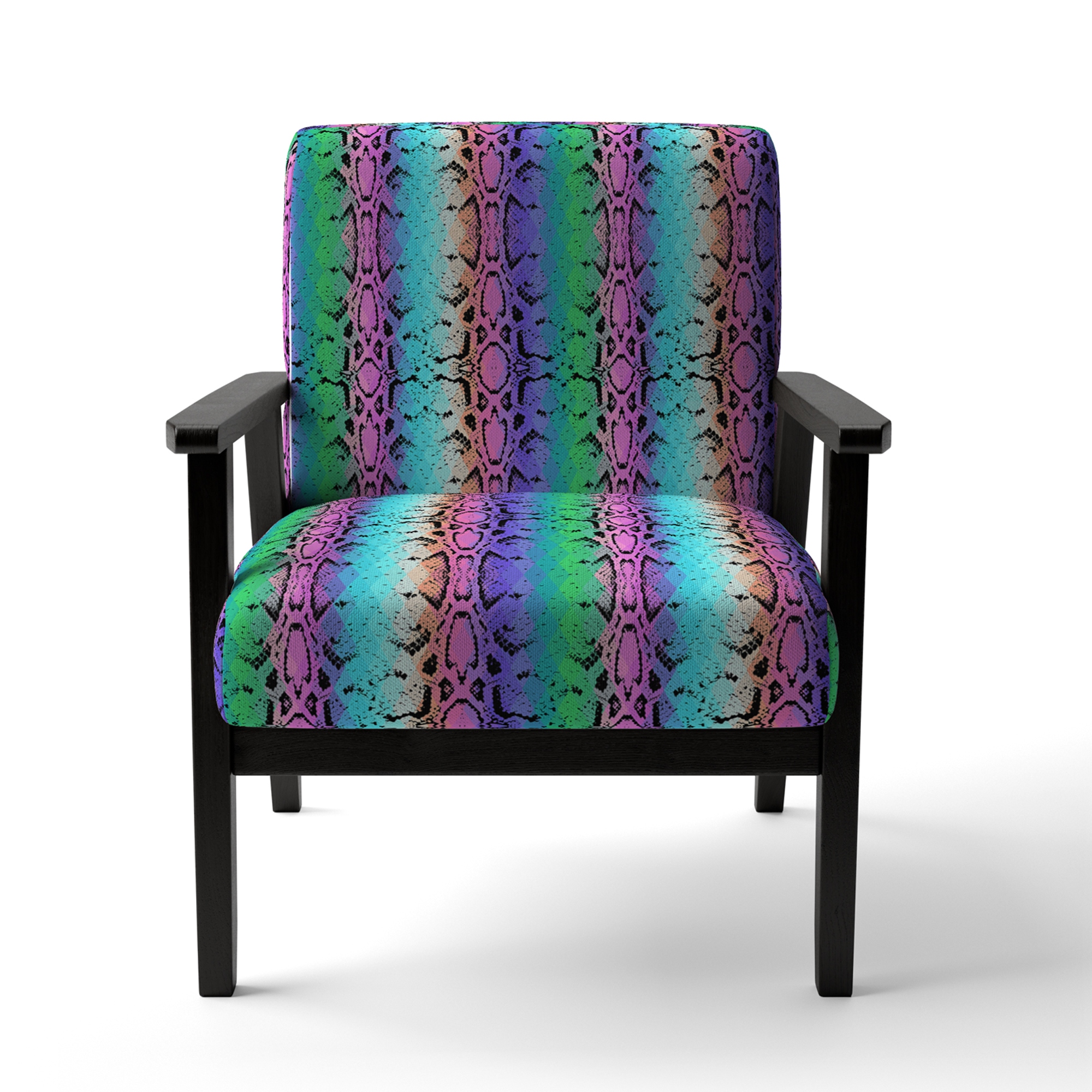 Designart Colorful Rhombus Snakeskin Upholstered Cabin Lodge Accent Chair and Arm Chair
