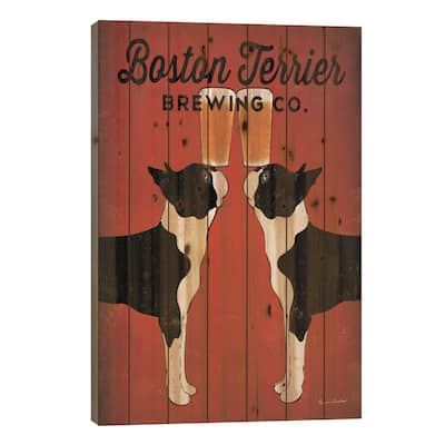 Boston Terrier Brewing Co. Print On Wood by Ryan Fowler - Multi-Color