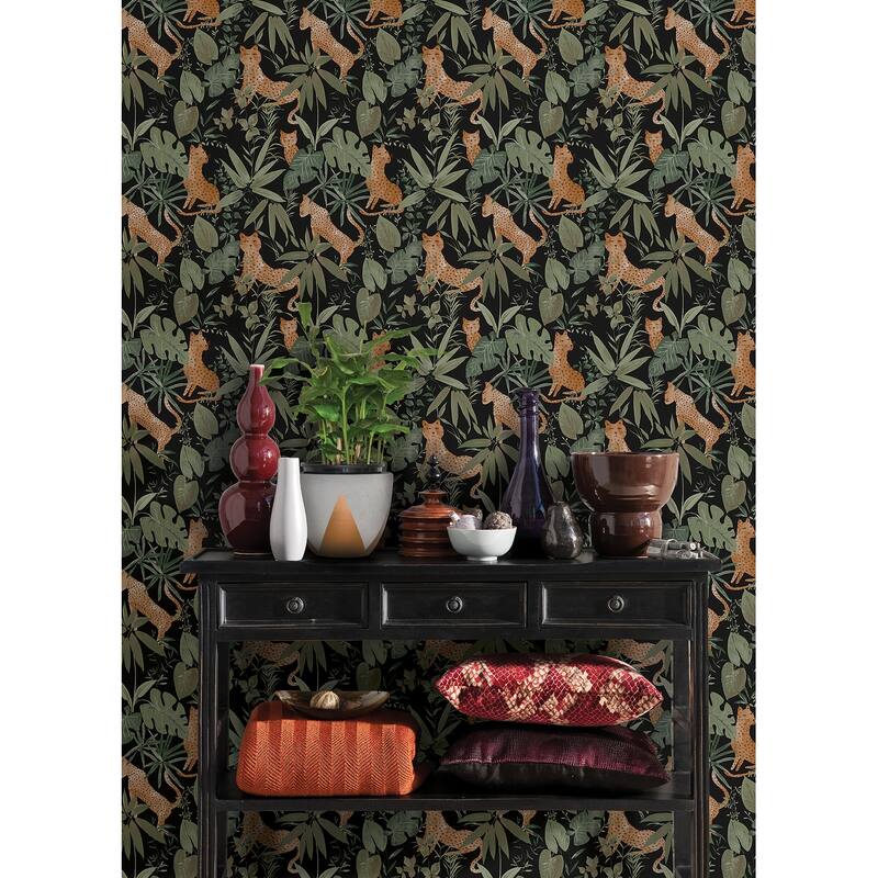 NuWallpaper Midnight Jhalana Peel & Stick Vinyl Wallpaper - 216in x 20.5in x 0.025in