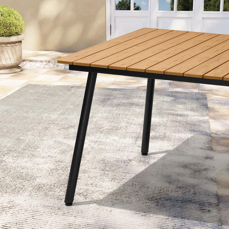 Pellebant Outdoor Rectangle Aluminum Dining Table with Umbrella Hole