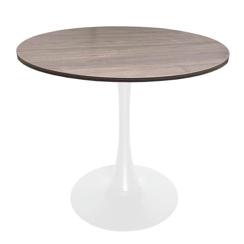 Bristol Series 36" Round Dining Table for 4 with MDF Top and Modern White Iron Base for Kitchen and Dining Room