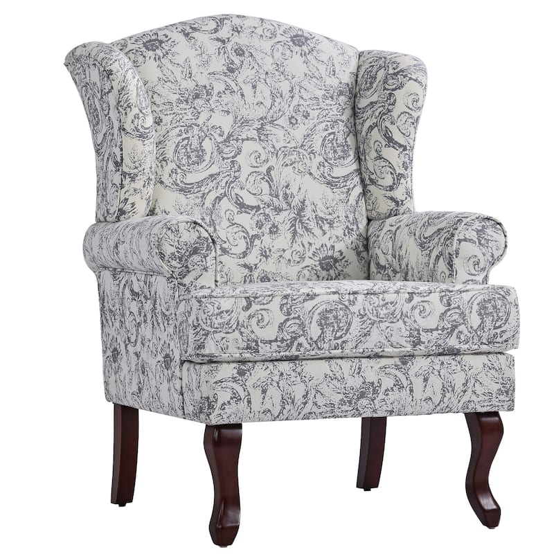 Elegant Living Room Wing Back Arm Chair Upholstered Accent Chair