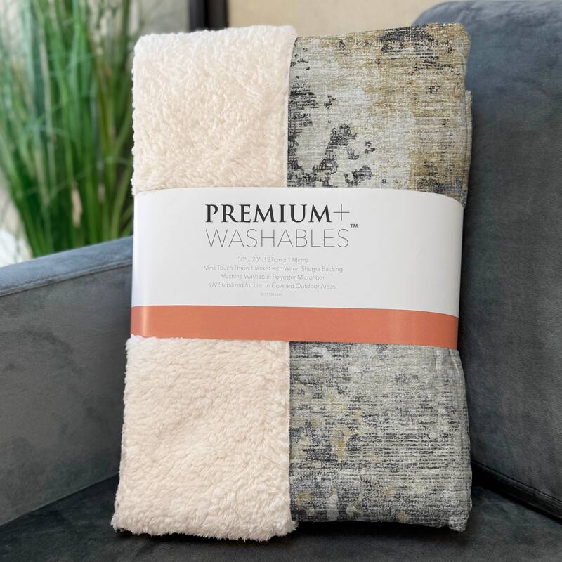 Premium Machine Washable ASB70 Abstract Modern Sherpa Throw Blanket