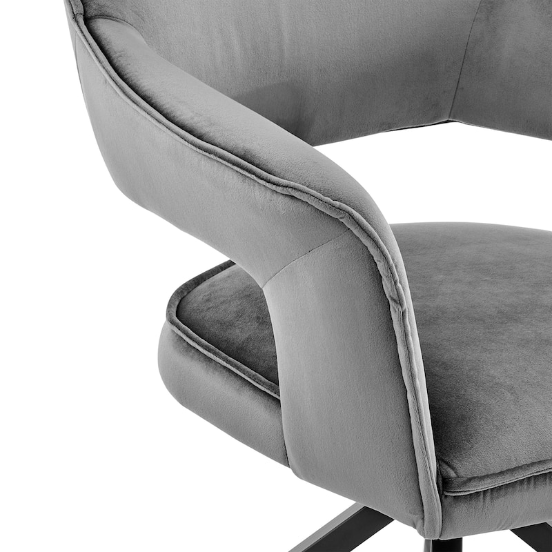 Hadley Velvet Upholstered Arm Chair Dining Chair with Metal Base