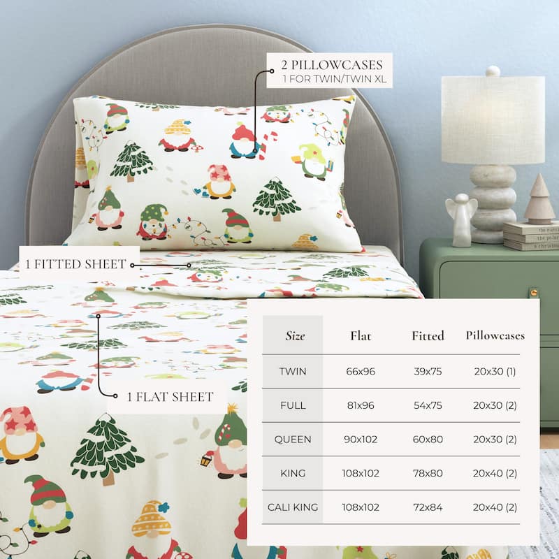Linery & Co. Christmas Turkish Cotton Double-Brushed Flannel Bed Sheet Set