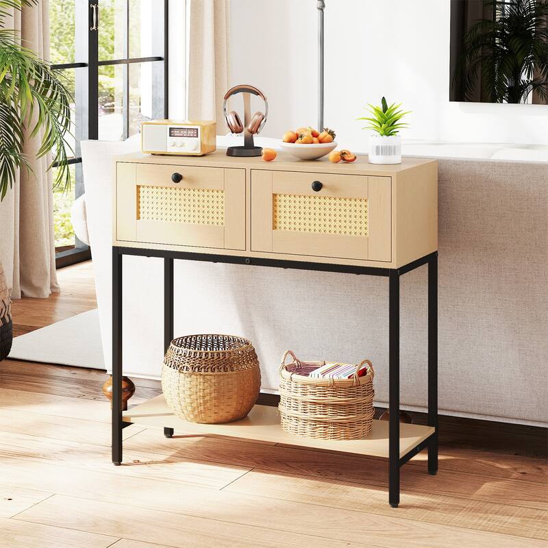 Gymax Console Table Entryway Table Long Sofa Side Table w/ Open Shelf