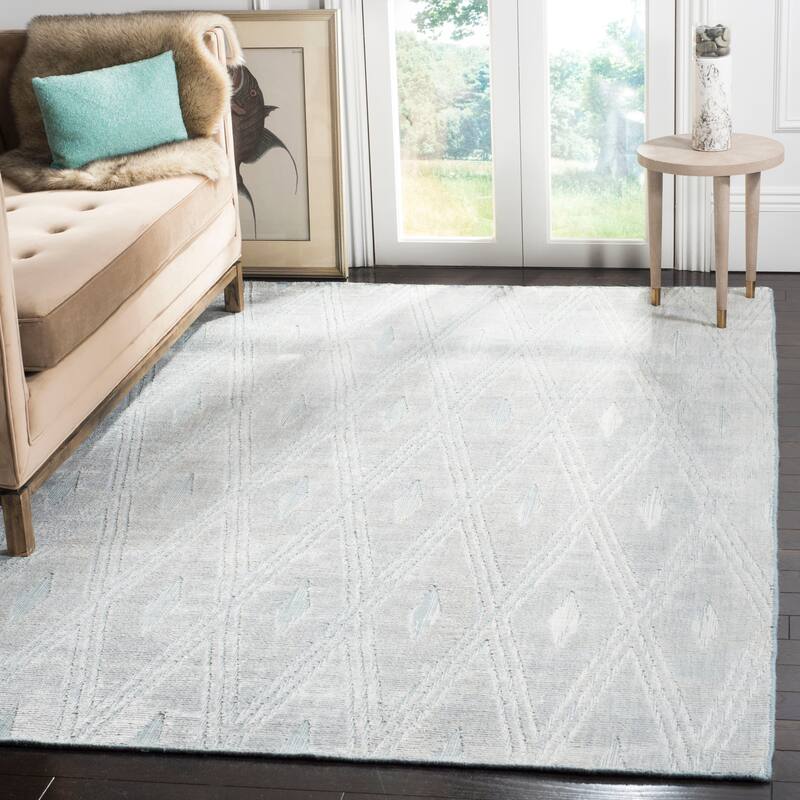 SAFAVIEH Handmade Mirage Besa Modern Abstract Viscose Rug - 8' x 10' - Blue