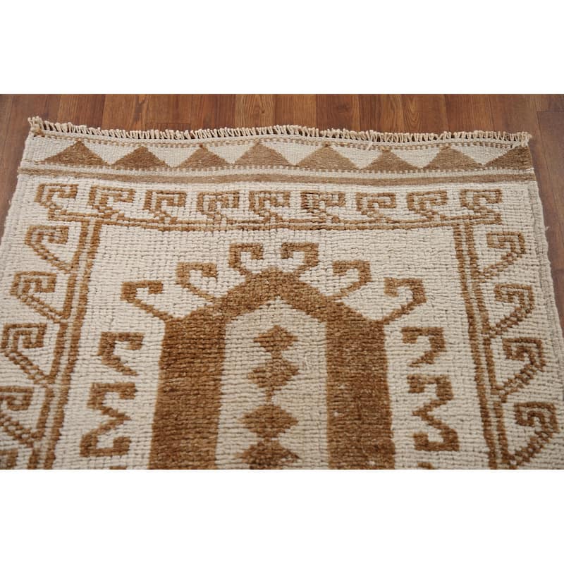 Tribal Anatolian Turkish Runner Rug Handmade Wool Carpet - 3'1"x 11'7"