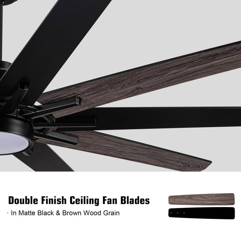 Silvester 72 in. Indoor Plywood Farmhouse Black Ceiling Fan with Integrated LED and Remote - 72 INCHES