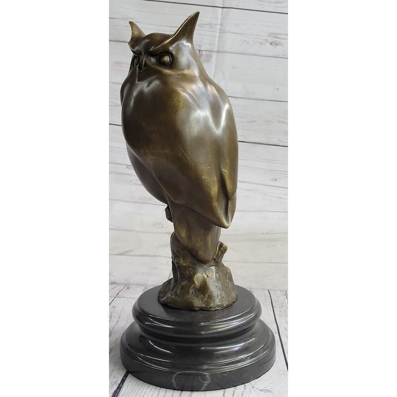 Original Milo Abstract Modern Art Owl Bird Bronze Sculpture Marble Statue Figurine 12 Inches X 5.5 Inches