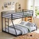 preview thumbnail 1 of 12, Heavy-Duty Metal Bunk Bed, Twin Over Full with Removable Stairs Black