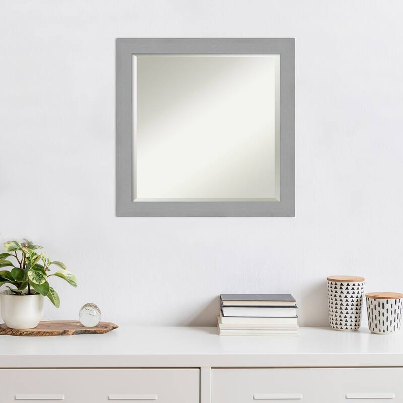 Beveled Wall Mirror - Brushed Nickel Frame