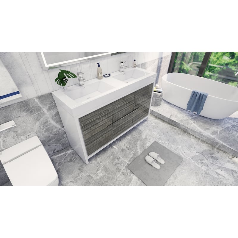 Dove 60'' Freestanding Vanity with Double Reinforced Acrylic Sink