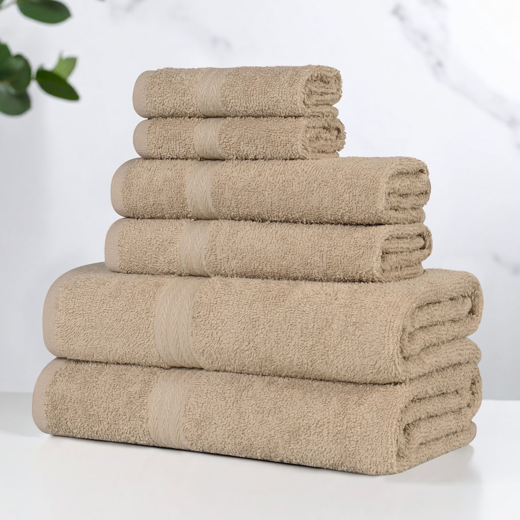 Superior Miami 100% Cotton 6-Piece Towel Set - Lightweight & Quick Drying