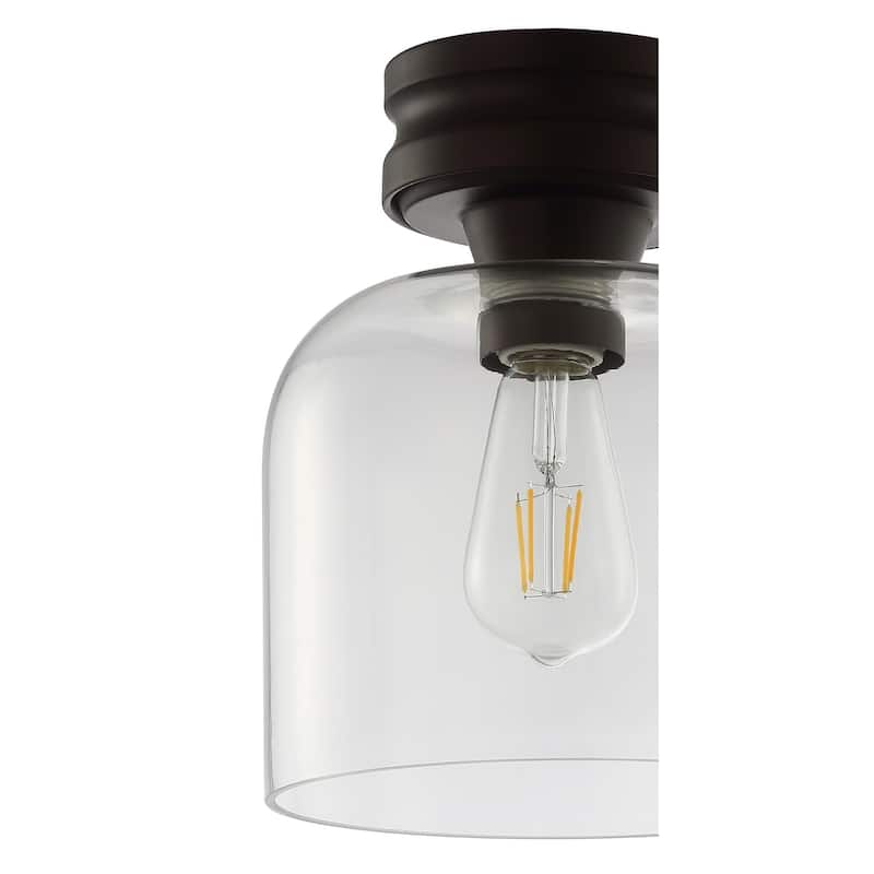 Atlas 7.75" Metal/Bubbled Glass LED Flush Mount, Chrome by JONATHAN Y