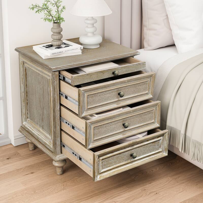 Nightstands with Drawers & Hidden Pull-Out Shelf & Metal Handle