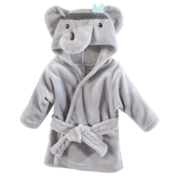 slide 1 of 1, Little Treasure Baby Plush Bathrobe, Elephant, 0-9M - Tribal Elephant - 0-9 Months 0-9 Months - Tribal Elephant