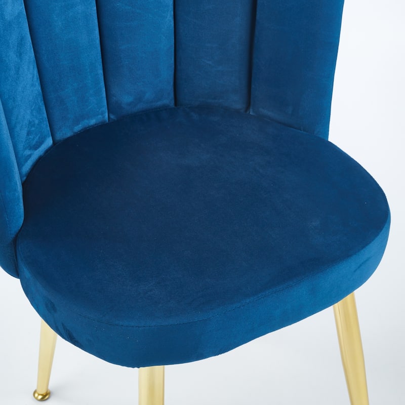 Modern dining chair(set of 2 ) with iron tube golden color legs, velvet and comfortable backrest