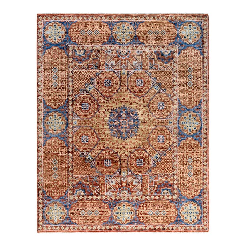 Modern One-of-a-Kind Handmade Area Rug - Rust, 8' 1" x 10' 3" - 8' 1" x 10' 3"
