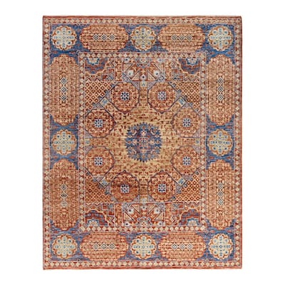 Modern One-of-a-Kind Handmade Area Rug - Rust, 8' 1" x 10' 3" - 8' 1" x 10' 3"
