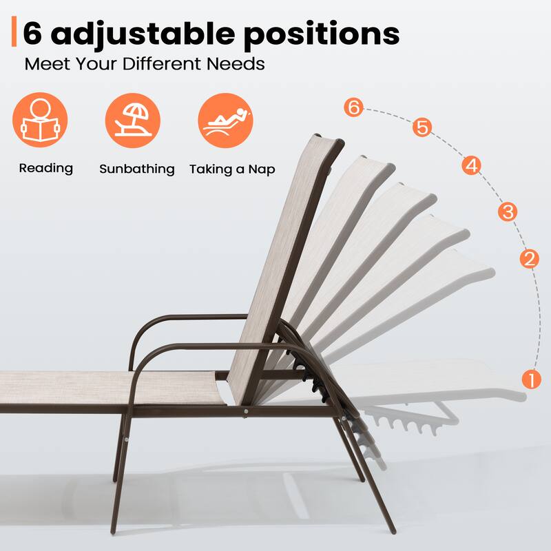Pellebant Outdoor Patio Adjustable Chaise Lounge Chairs