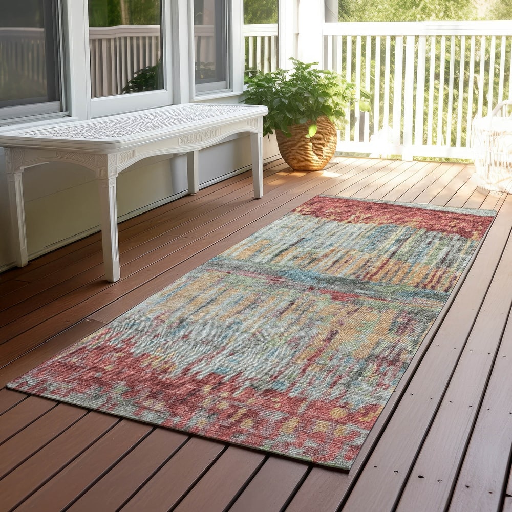 Machine Washable Indoor/ Outdoor Modern Ombre Chantille Rug